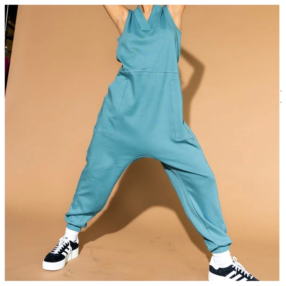 26 Boho French Terry Harem Jumpsuit